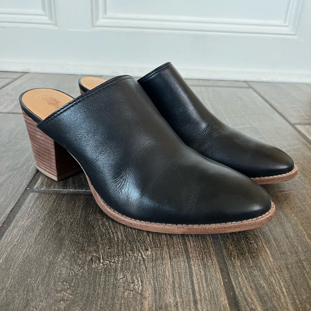 MADEWELL Black Leather Heel Mules